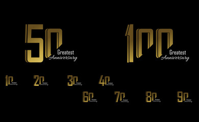 Set Year Anniversary Logo Vector Template Design Illustration gold and black