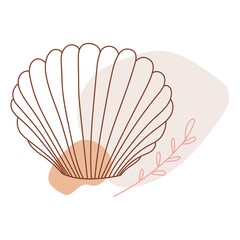 Icon for highlights instagram in the form of an abstract, aesthetic, fashionable candle made of soy wax in the shape of a shell. Color: Beige, apricot, khaki
