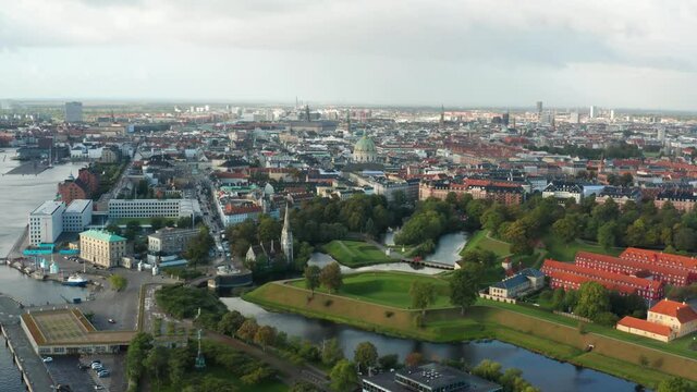 Flight over beautiful Copenhagen - the capital of Denmark