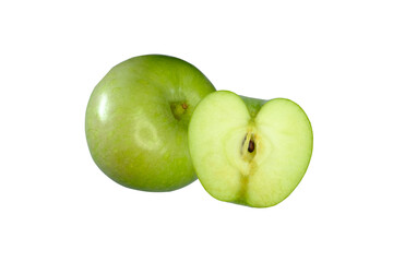Green apple white background top view view