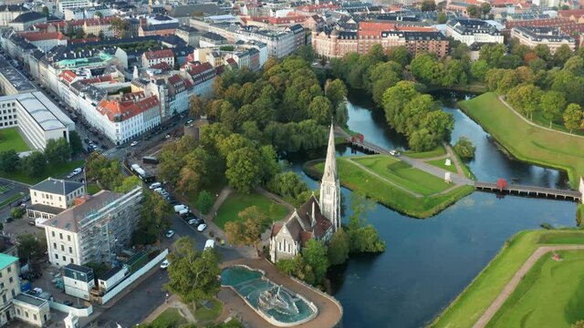 Flight over beautiful Copenhagen - the capital of Denmark