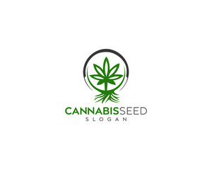 Fresh cannabis seeds vector logo design