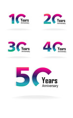Set Year Anniversary Logo Vector Template Design Illustration