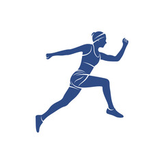 Fototapeta na wymiar Female runner athletic logo design vector. Icon Symbol. Template Illustration. Creative design