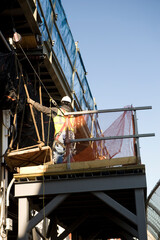 Naklejka premium Working construction at Manhattan bridge, New York
