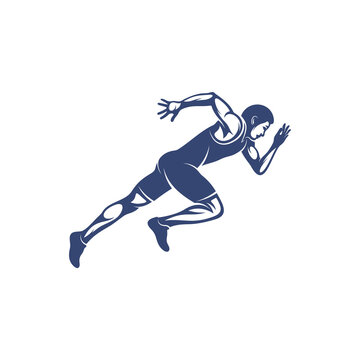 Man runner athletic logo design vector. Icon Symbol. Template Illustration. Creative design © shuttersport