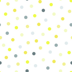 Stylish Spring seamless pattern with yellow and grey pots in pantone 2021 colors. Vector Easter pattern in Illuminating and Ultimate Gray trendy colors.
