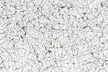 White paint cracks texture. Scratched lines background. White and black distressed grunge pattern for graphic design. Scratches and cracks overlay.
