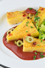 Polenta fried with parmesan and olives series picture 11