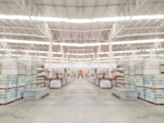 Abstract blurred warehouse selling roof tiles. The concept for selling products.