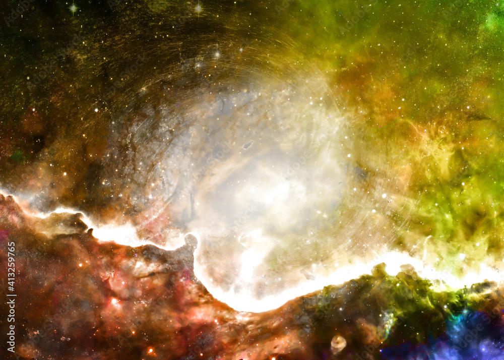 Wall mural somewhere in extreme deep space far galaxies and stardust. science fiction background. elements of t