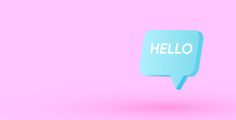 pink hello speech bubble icon