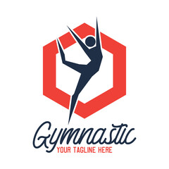 gymnastic sport logo with text space for your slogan tag line, vector illustration