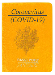 Carnet de passeport sanitaire, fond blanc 