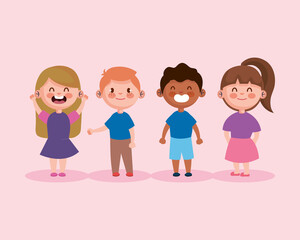 group of little kids characters vector illustration design