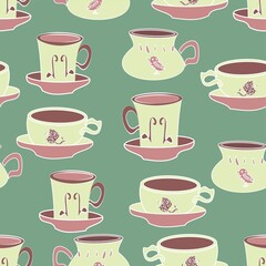 Tea Party In Pink And Green Pattern
