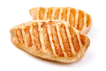 Grilled chicken breast, isolated on white background