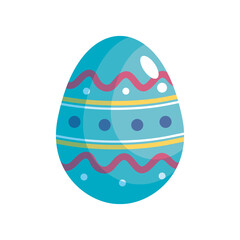 happy easter celebration blue egg painted vector illustration design
