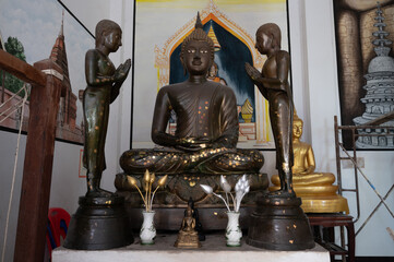 Chachoengsao / Thailand / October 25, 2020 : Wat Chom Phothayaram, Peaceful place with beautiful objects..