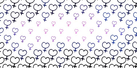Light Pink, Blue vector texture with women's rights symbols.