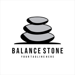 balance stone logo wellness vintage minimalist vector design