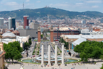Fototapeta na wymiar Barcellona, Spain: view of the city from the art museum