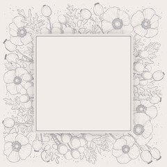 Floral frame with grey pattern