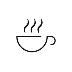 Hot coffee cup line art icon for apps and websites