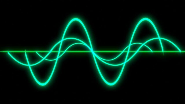 Oscilloscope green curve lines electronic waves 4k