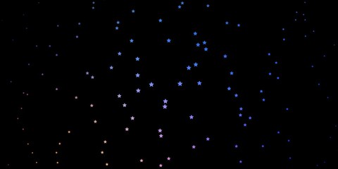 Dark Multicolor vector background with colorful stars.