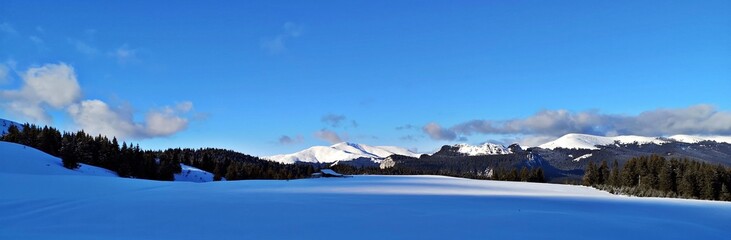 Fototapeta na wymiar Winter - white landscape in the mountains - panoramic