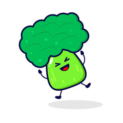 Broccoli happy cute character illustration
