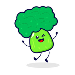 Broccoli jump cute character illustration