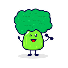 Broccoli strong cute character illustration