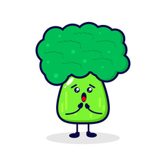 Broccoli surprised cute character illustration