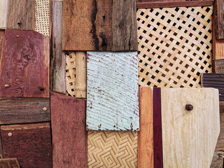 Full Frame Background of Various Designs of Wood Paneling Wall