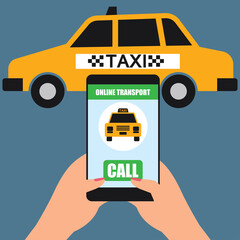 taxi online transport on smartphone application. vector illustration