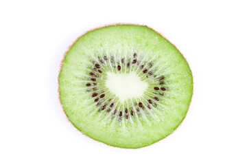 Naklejka na ściany i meble Kiwi slice isolated on white. Round fruit section. Single object cutout.