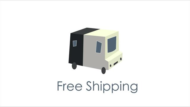 Free shipping. Badge with truck. Stock illustration
