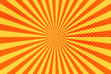Striped colorful rays background. Pop art creative concept colorful comics book magazine cover. Cartoon halftone retro pattern. Abstract template design for poster, card, sale banner, empty bubble.