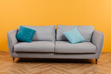 Sofa chemical cleaning with professionally extraction method. Upholstered furniture.