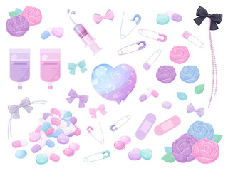 病みかわいい背景イラスト シームレスパターン Background Wall Mural Backgrou ふわぷか