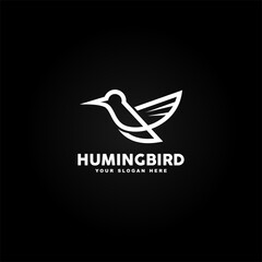 Hummingbird logo concept - vector illustration template, emblem design on black background