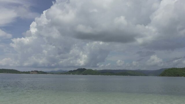 Panorama of Gili Islands on a cloudy day, Islands in the tropical sea, Lombok Indonesia