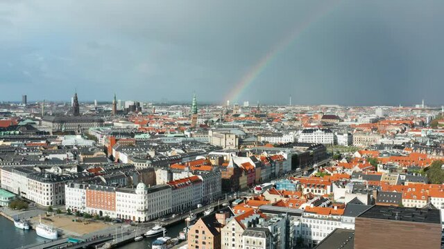 Flight over beautiful Copenhagen - the capital of Denmark