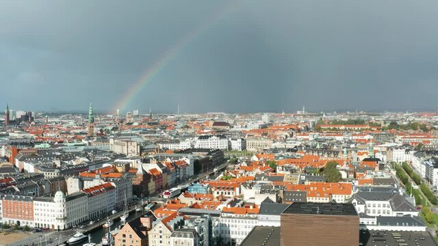 Flight over beautiful Copenhagen - the capital of Denmark