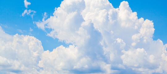 Blue sky with white cumulus clouds at daytime - obrazy, fototapety, plakaty
