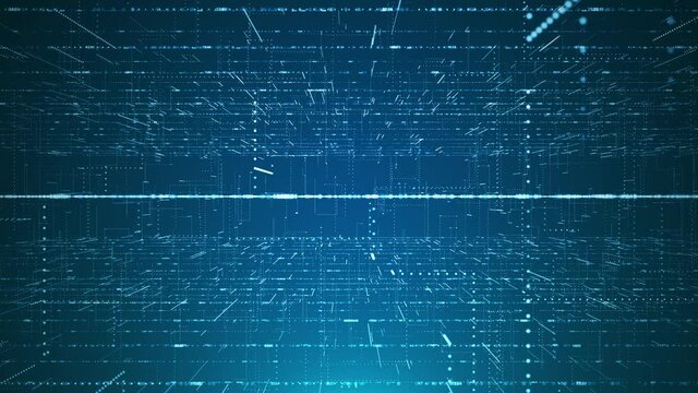 Abstract blue network grid perspective motion graphic seamless looping background. Digital technology futuristic animation concept.