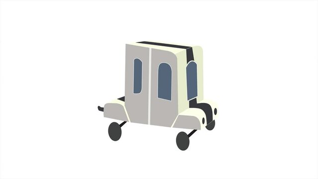 Cartoon style animated car isolated on white. Motion 