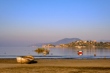 herakleia Castle and fisherman boats